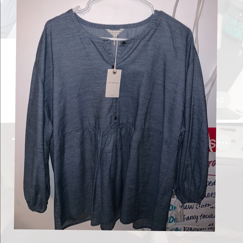 Blue striped puff shirt